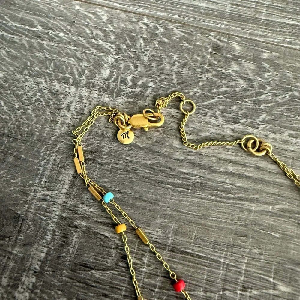 Madewell Multi Colored Bead Chain 2 Layered Necklace - Picture 3 of 4